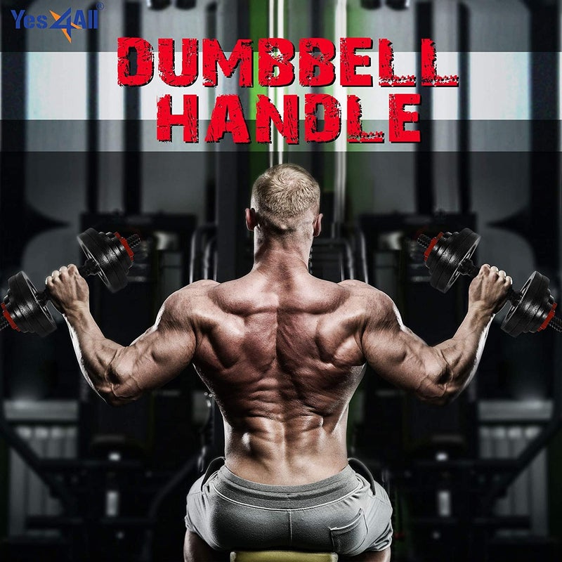 Yes4All Pair of Threaded Dumbbell Handles, Dumbbell Bar with Collars, Chrome/Rubber Grip, Fit 1 Inch Plates, Weight Bar Connector 14 Inches - Black - Image 5